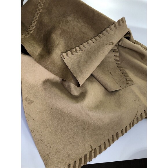 Garnet Hill Skirt Women’s 14 Brown Suede Leather Midi Laced Sides A Line - Picture 11 of 11